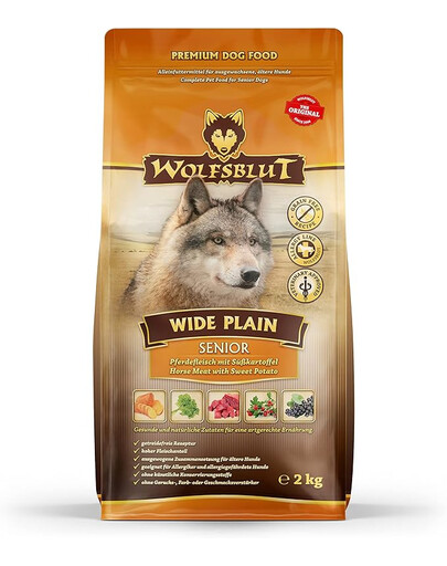 WOLFSBLUT Wide Plain Adult per cani allergici con carne di cavallo e patate dolci 12,5 kg