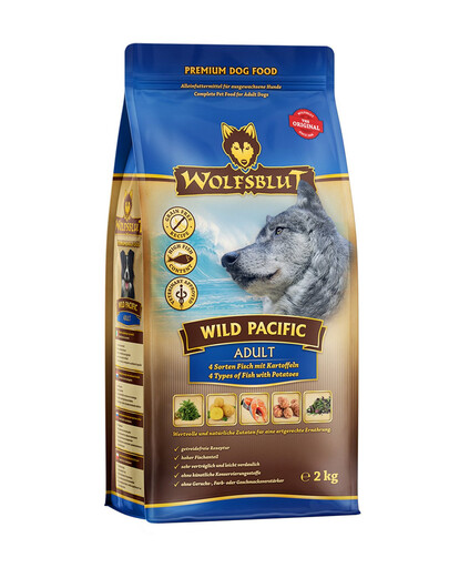 WOLFSBLUT Wild Pacific Adult per cani con pesce e patate 12,5 kg