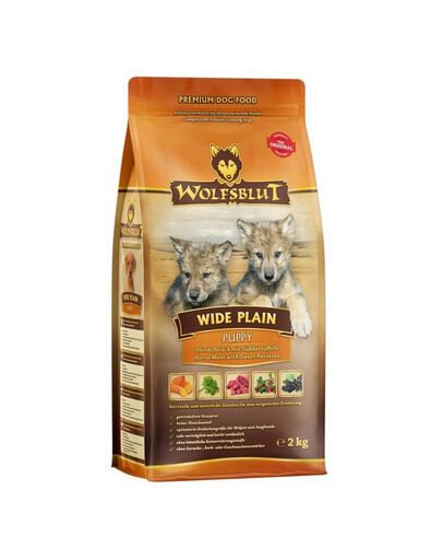 WOLFSBLUT Wide Plain Puppy per cuccioli con carne di cavallo e patate dolci 12,5 kg