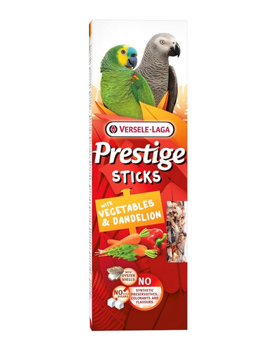VERSELE-LAGA Prestige Sticks 2pz con vegetali e tarassaco per pappagalli di grossa taglia 140g