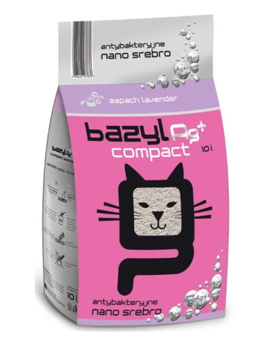 BAZYL Ag+ Compact Lavender 10L lettiera di bentonite con ioni d'argento, profumo di lavanda