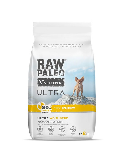 RAW PALEO Ultra Turkey Mini Puppy 2kg per cuccioli di razza piccola tacchino