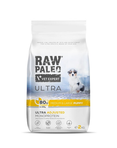 RAW PALEO Ultra Turkey Medium&Large Puppy 750g per cuccioli di razza media e grande tacchino