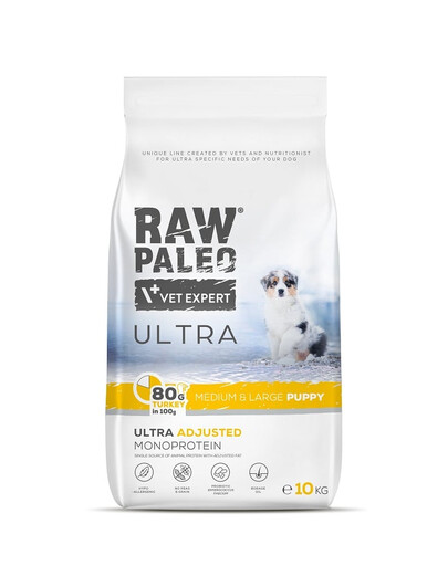 RAW PALEO Ultra Turkey Medium&Large Puppy 10kg per cuccioli di razza media e grande tacchino