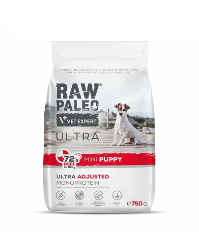 RAW PALEO Ultra Beef Mini Puppy 750g per cuccioli di razza piccola manzo