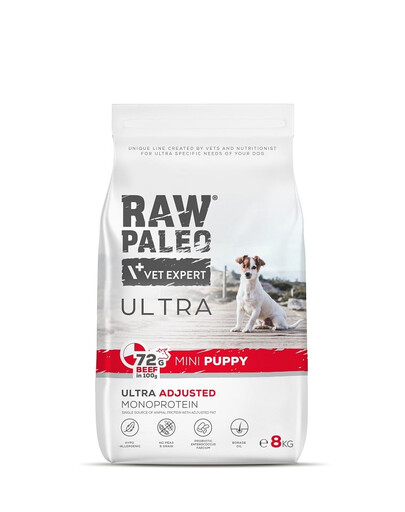 RAW PALEO Ultra Beef Mini Puppy 8kg per i cuccioli di razza piccola manzo