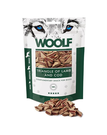 WOOLF Lamb And Cod Triangle 100g triangolini con agnello e merluzzo