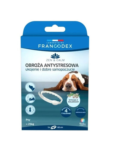 FRANCODEX Collare antistress con valeriana per cani < 25 kg 60 cm