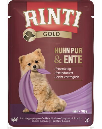 RINTI Chicken Pure&Duck Mini pollo e anatra in bustina per cani di piccola taglia 100 g