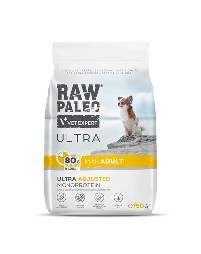 RAW PALEO Ultra Turkey Mini Adult 750g per cani adulti di piccola taglia tacchino