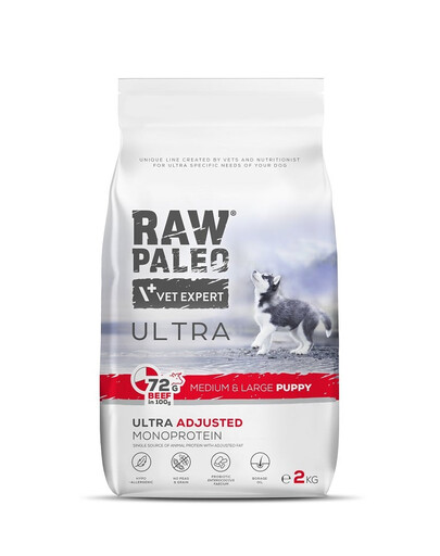RAW PALEO Ultra Beef Medium&Large Puppy 2kg per cuccioli di taglia media e grande manzo