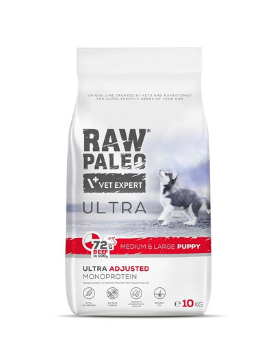 RAW PALEO Ultra Beef Medium&Large Puppy 10kg per cuccioli di razza media e grande manzo
