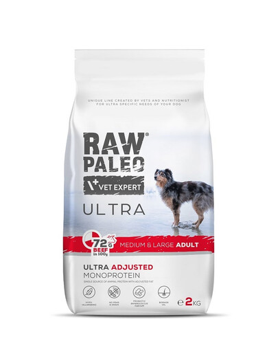 RAW PALEO Ultra Beef Medium&Large Adult 2kg per cani adulti di razze medie e grandi manzo