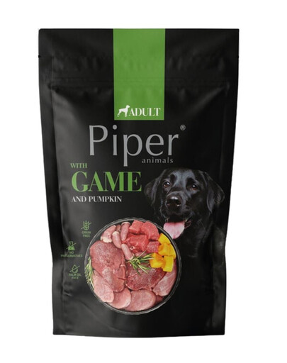 PIPER cibo umido per cani con selvaggina e zucca in bustina 500g