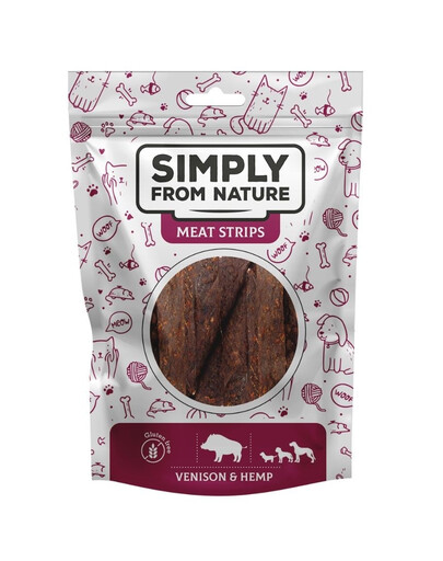 SIMPLY FROM NATURE Meat Strips Strisce di carne di selvaggina e canapa per cani 80g