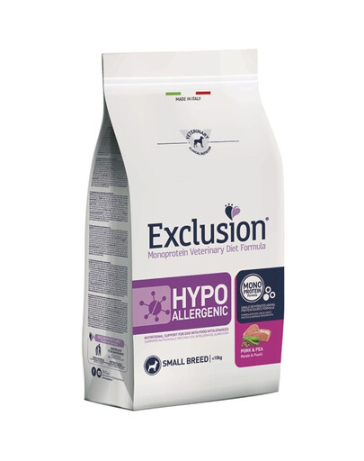 EXCLUSION Hypoallergenic small breeds alimento con carne di maiale per cani di razze piccole 7 kg
