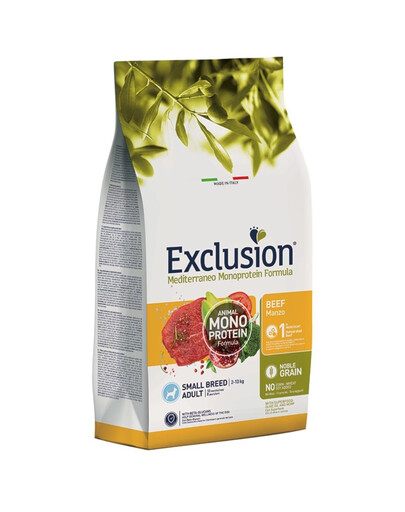 EXCLUSION MonoProtein Noble Grain small breeds dogs alimento con carne di manzo per razze di piccola taglia 2 kg