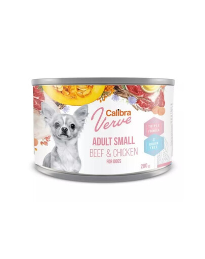 CALIBRA Dog Verve GF Adult Small Beef&Chicken 200g Alimento umido senza cereali con manzo e pollo per cani di piccola taglia