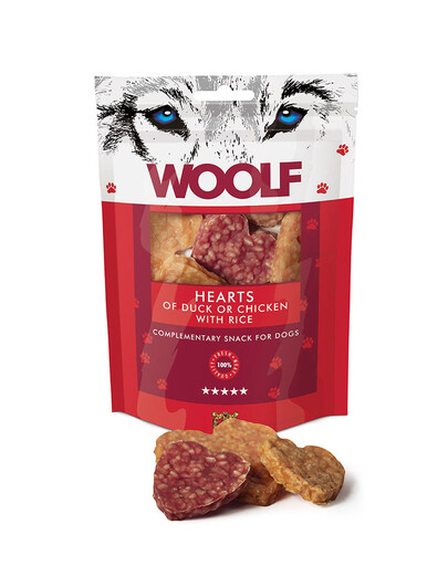 WOOLF Hearts Of Duck Or Chicken And Rice 100g anatra con pollo e riso
