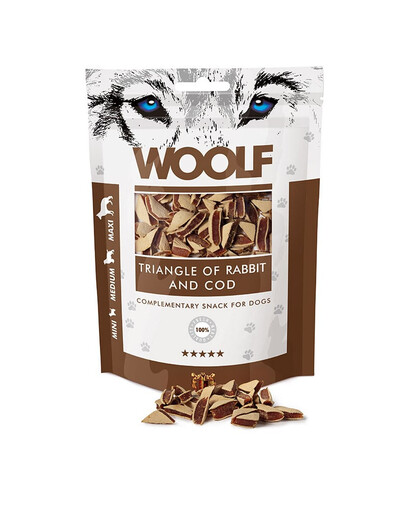 WOOLF Rabbit And Cod Triangle 100g triangolini con agnello e merluzzo