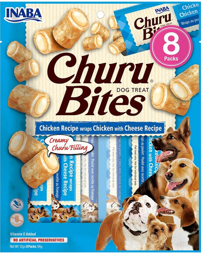 INABA Churu Bite Chicken 8x12g wraps con pollo e formaggio per cani
