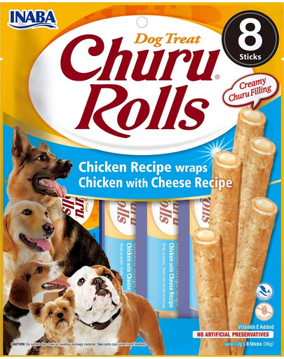 INABA Churu Rolls Chicken 8x12g wraps con pollo e formaggio per cani