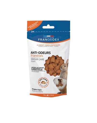 FRANCODEX Snack per roditori contro odori sgradevoli di pelo, urina e digestione 50g