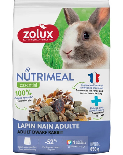 ZOLUX NUTRIMEAL  Alimento composto per coniglietti nani adulti 850g