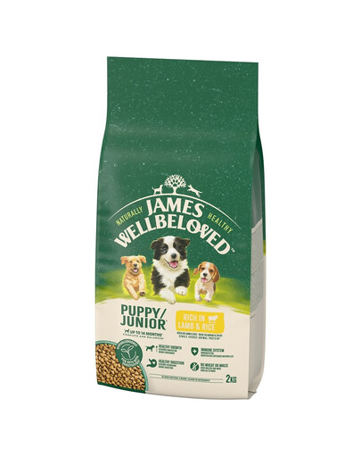 JAMES WELLBELOVED Junior 2 kg alimento secco completo per cuccioli <14 mesi ricco di agnello e riso