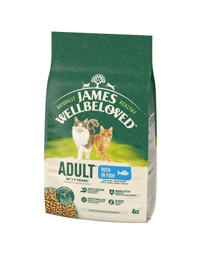 JAMES WELLBELOVED Adult 4 kg alimento secco completo per gatti adulti 1-7 anni ricco di pesce