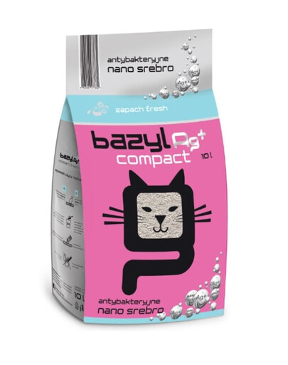 BAZYL Ag+ Compact Fresh 10 L Lettiera bentonitica profumata con nano argento per gatti