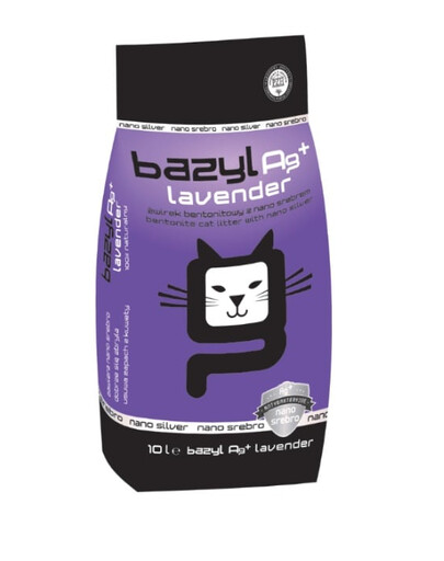 BAZYL Ag+ Lavender 10 L Lettiera bentonitica con nano argento al profumo di lavanda per gatti
