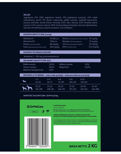 COUNTRY&NATURE Lamb with Turkey Recipe 2kg agnello e tacchino per cani di tutte le razze