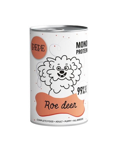 PAKA ZWIERZAKA PEPE Roe Deer 99% (capriolo) 400 g di alimento monoproteico