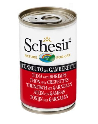 SCHESIR Alimento per gatti tonno e gamberetti 140 g