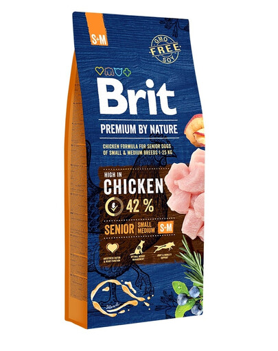BRIT Premium By Nature Chicken Senior Small Medium S+M 15kg