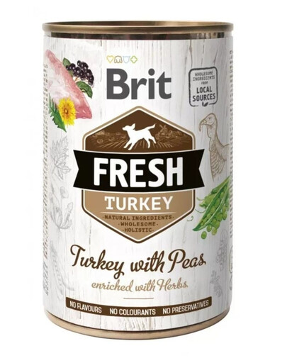BRIT FRESH turkey & peas 400g tacchino con piselli per cani