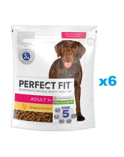 PERFECT FIT Adult 1+ Alimento secco completo ricco di pollo per cani adulti di razza grande 6x825g