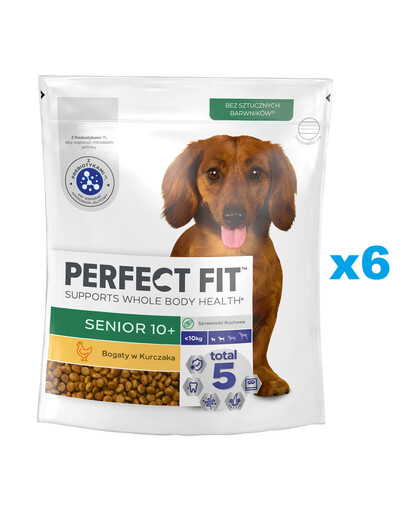 PERFECT FIT Senior 10+ Alimento secco completo ricco di pollo per cani di taglia piccola oltre 10 anni 6 x 825g