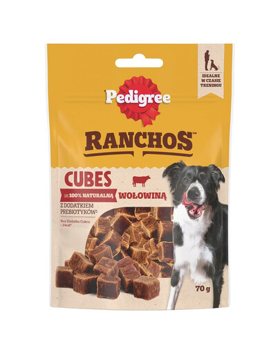 PEDIGREE Ranchos Cubes 70g Alimento complementare con manzo per cani adulti