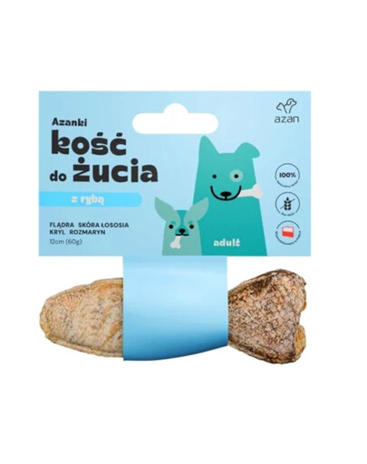 AZANKI Osso con platessa Pesce per cani 12cm