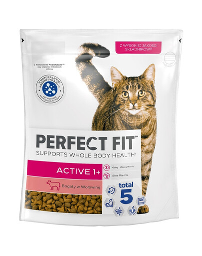 PERFECT FIT (Active 1+) 750 g Ricco di carne di manzo - cibo secco per gatti