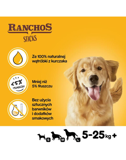 PEDIGREE Ranchos Sticks 60g Bastoncini per cani con fegato di pollo