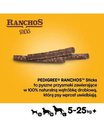 PEDIGREE Ranchos Sticks 60g Bastoncini per cani con fegato di pollo