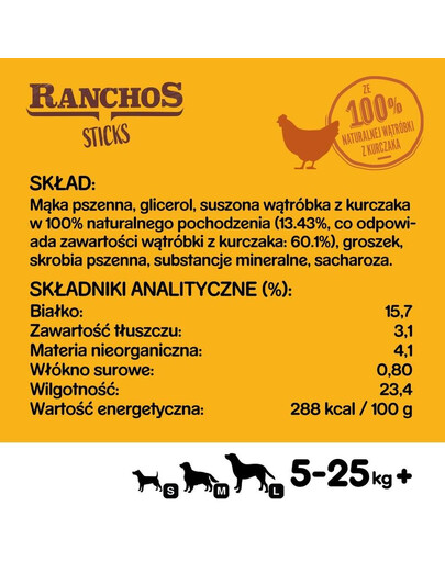 PEDIGREE Ranchos Sticks 60g Bastoncini per cani con fegato di pollo