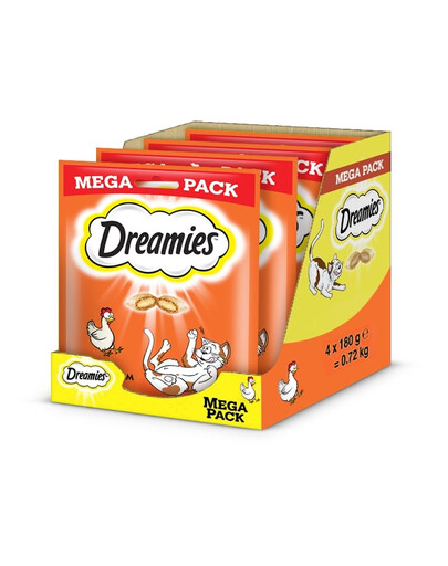 DREAMIES Mega Pack 4x180g Deliziosi bocconcini con pollo per gatti