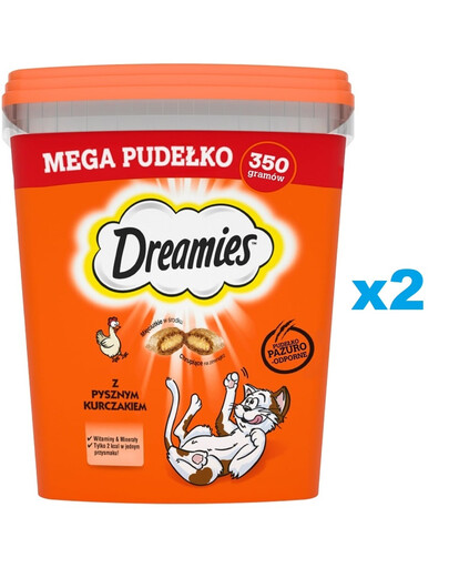 DREAMIES Mega in scatola 2x350g Leccornia per gatti con delizioso pollo