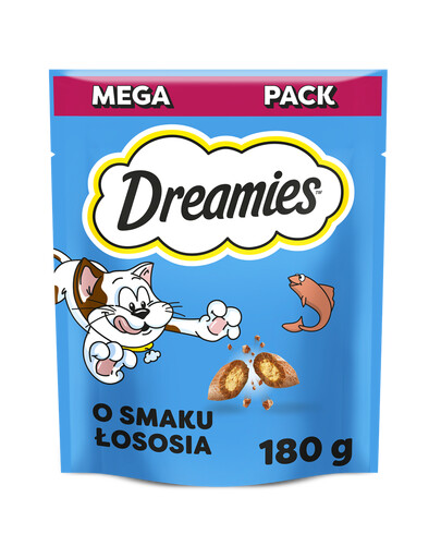 DREAMIES Mega Pack 180g Deliziosi bocconcini al gusto di salmone per gatti