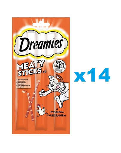 DREAMIES Meaty Sticks Deliziosi bastoncini con pollo per gatti adulti 14x30g