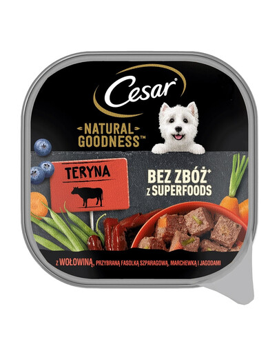 CESAR Natural Goodness in vaschetta 100g alimento umido completo per cani adulti con manzo, ceci, carote e mirtilli
